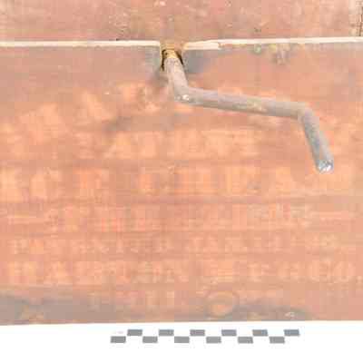 Wood and tin freezer with iron crank handle