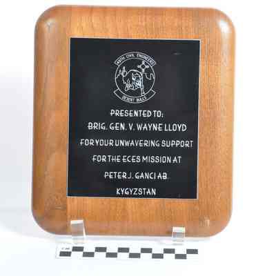 Plaque from Peter J. Ganci, Jr. Air Base, Kyrgyzstan