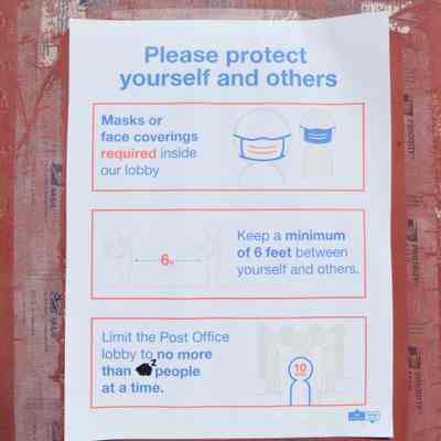 Halltown Post Office COVID-19 pandemic sign