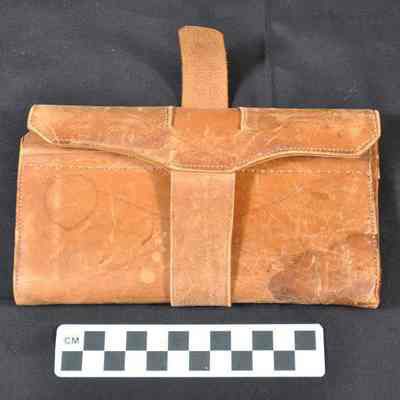 Brown soft leather folding wallet