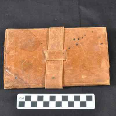 Brown soft leather folding wallet