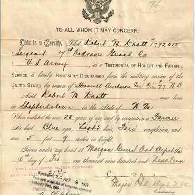 Robert McMurran Knott World War I documents