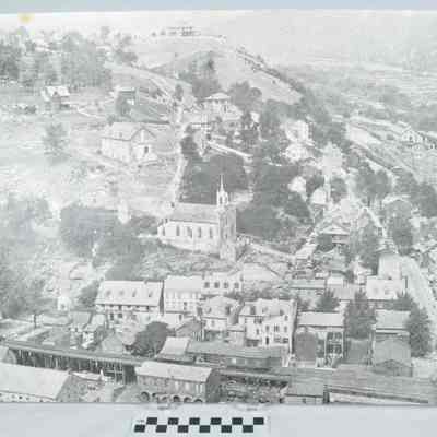Gray-tone photograph of Harpers Ferry