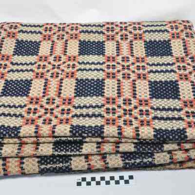 Wool overshot woven coverlet