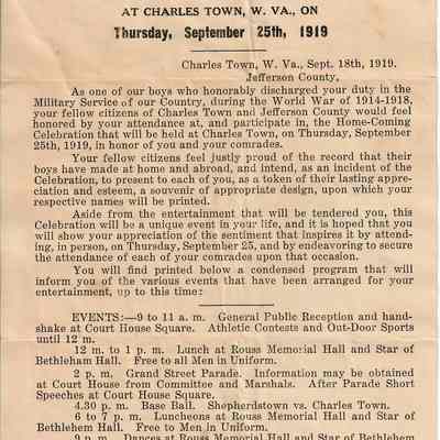 ARC712-3 Invitation to home-coming celebration