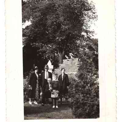 Elmwood Cemetery, May 31, 1938, Back L to R: Mr. and Mrs. Jamnes Alvey Flanagan, Laura E. Lewis, Front L to R: Martin D Welsh, Sr., Martin "Skeeter" D Welsh, Jr.: IMG2025.026.001 (43)
