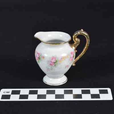 Pink flowered china pitcher
