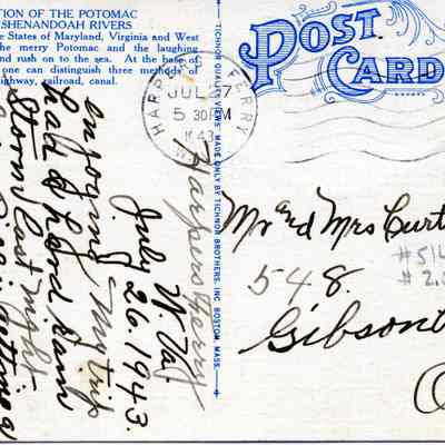 Junction of the Potomac and Shenandoah Rivers Postcard