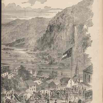 Confederate Battery at Harper's Ferry, VA., Erected on the Heights Overlooking the Town, and Commanding the Railroad Bridge and Canal