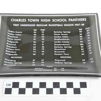Black glass souvenir dish