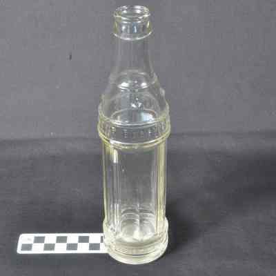 Clear glass beverage bottle