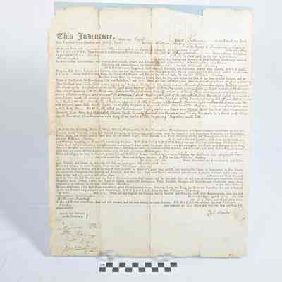 Indenture deed for the purchase of 435 acres of land on the Bullskin creek