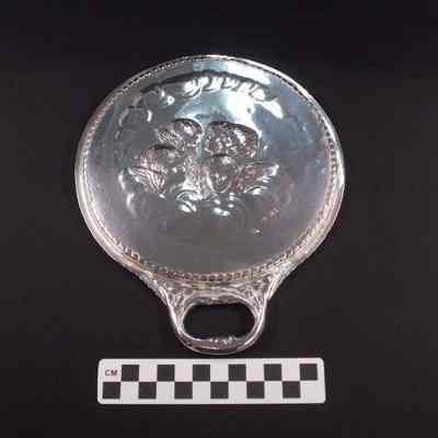 Circular sterling silver hand mirror