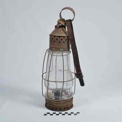 Tin and glass lantern