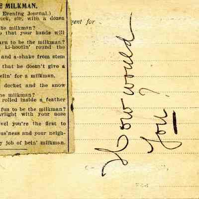Lyric of the Milkman on postcard