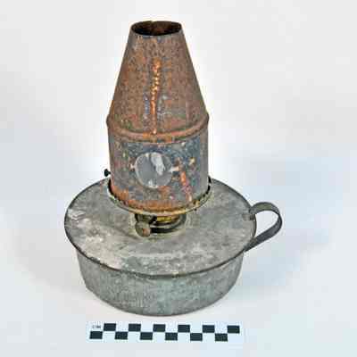 Galvanized tin oil lamp