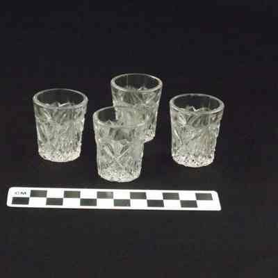 Clear glass drinking glasses made for child's play