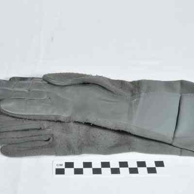 Pair of gray nomex (fire resistant) and leather gloves