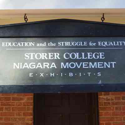 Entrance sign for Storer College and Niagara Movement exhibits