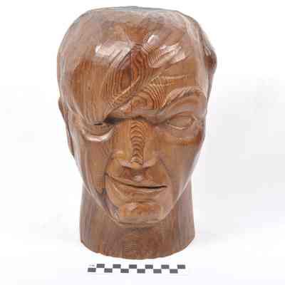 Bust wood carving supposedly of Picasso