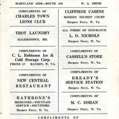 Harpers Ferry-Bolivar Lions Club Formal Bridge Opening - ads