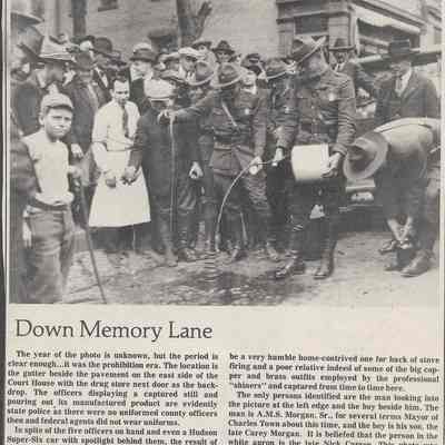 WV State Police pouring out alcohol on street during Prohibtion Era, 1920s (IMG3908106)