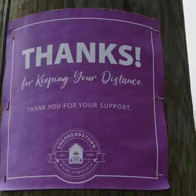 Social-distancing sign, German St., Shepherdstown
