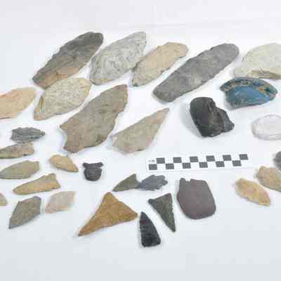 Points, axes, glass tools, and pottery fragments