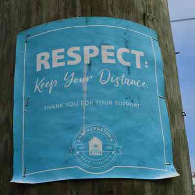 Social-distancing sign, German St., Shepherdstown