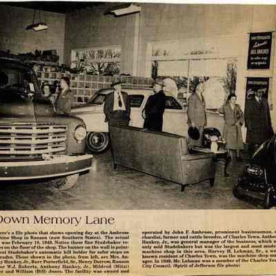 Opening day at Ambrose Machine Shop in Ranson, 1949