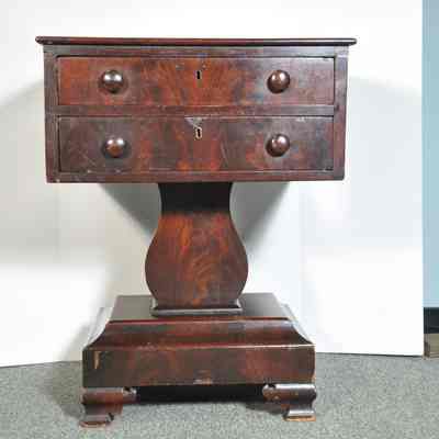 Mahogany over pine table