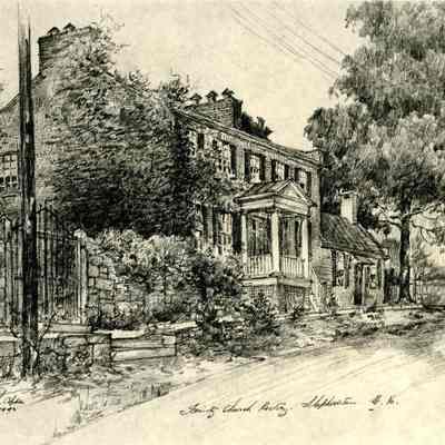Reproduction of drawing of Trinity Episcopal Church