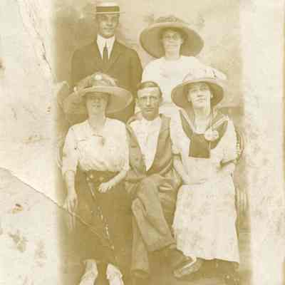 Postcard of Chic Garney with one man and three women, c. 1910