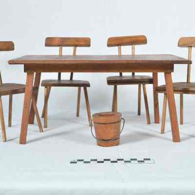 Folk art set of doll furniture