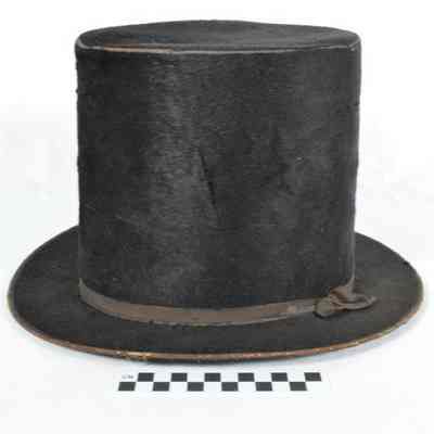 Black beaver top hat or stove-pipe hat