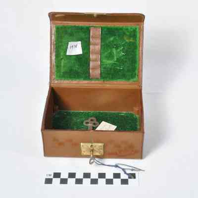 Brown leather-covered box - inside
