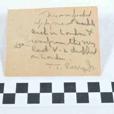 Card accompanying fragment from Marble Arch in London, England