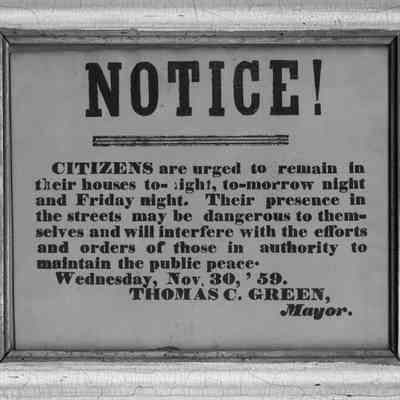 Notice to remain indoors when John Brown was to be hanged