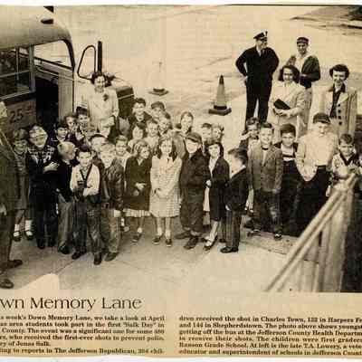 Ranson Elementary School students receiving polio vaccine shots, 1955