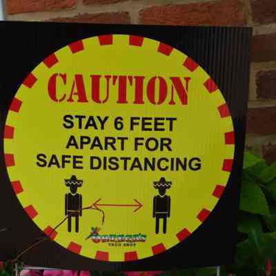 Ortega's Taco Shop social distancing sign