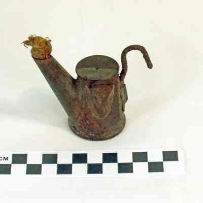 Small tin miner's oil-wick cap lamp