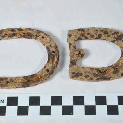 Heel plates from soldiers' shoes