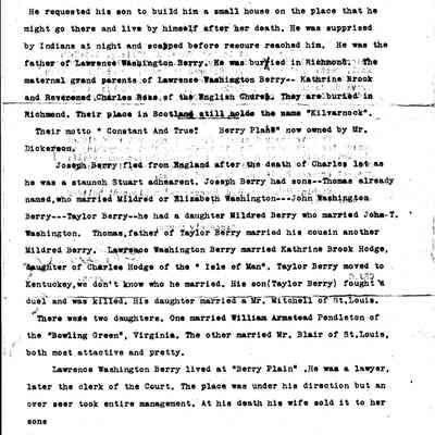 Geneaology of the Berrys, page 1