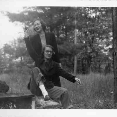Catherine Pappas (seated) & Charlotte - Skyline Drive picnic - June, 1951