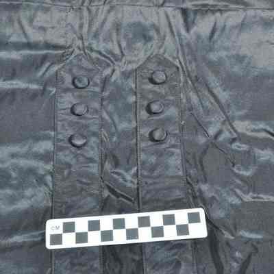 Long, black, silk skirt with buttons