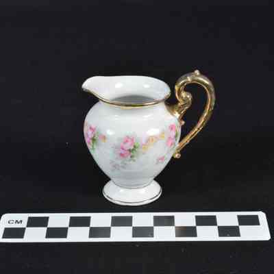 Pink flowered china pitcher