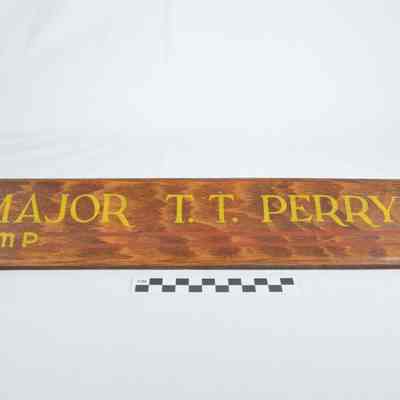 Varnished wood door nameplate