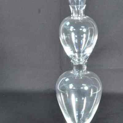 Three piece clear glass apothecary bottle