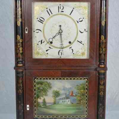 Two-door eight-day clock with wooden works