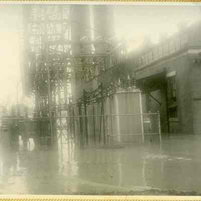 Millville power plant during 1942 flood ~ ARC734-1s